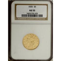 1835 $5 AU55 NGC