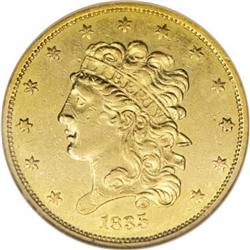 1835 $5 AU58 NGC