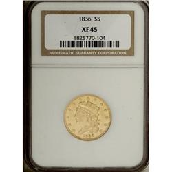 1836 $5 XF45 NGC