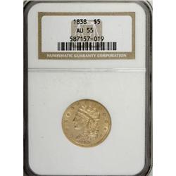 1838 $5 AU55 NGC