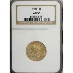 1838 $5 AU55 NGC