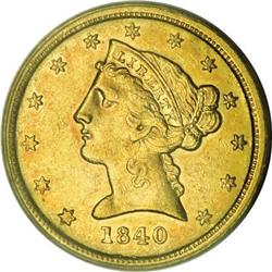 1840-C $5 AU55 PCGS