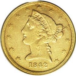 1842-C $5 Small Date VF25 PCGS