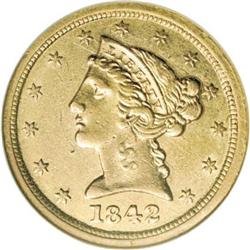 1842-C $5 Large Date AU53 NGC