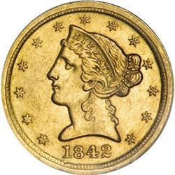 1842-C $5 Large Date AU58 NGC