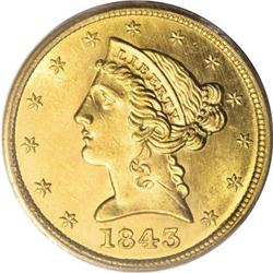 1843 $5 MS63 PCGS