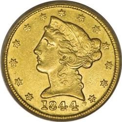 1844-C $5 AU53 PCGS