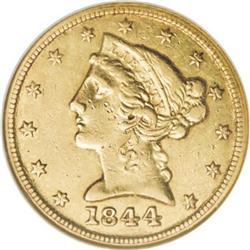 1844-C $5 AU55 NGC