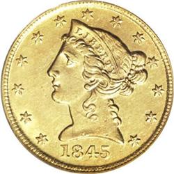 1845-D $5 MS61 PCGS