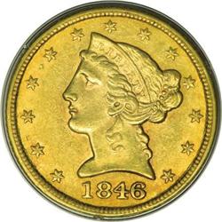 1846-C $5 AU53 PCGS