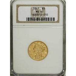 1847 $5 MS61 NGC