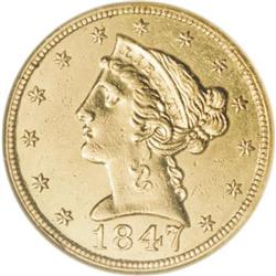 1847-C $5 AU55 NGC