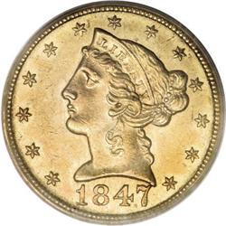 1847-C $5 AU58 PCGS