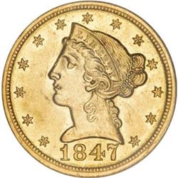 1847-D $5 MS61 NGC