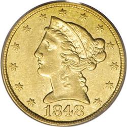 1848-C $5 AU50 PCGS