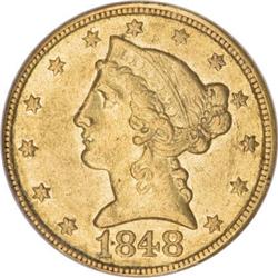1848-C $5 AU55 NGC
