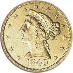 1849-C $5 MS60 NGC