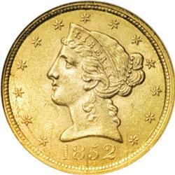 1852 $5 MS62 NGC