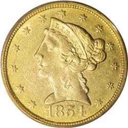 1854-C $5 XF45 PCGS