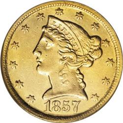 1857-C $5--Harshly Cleaned--NCS