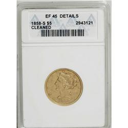 1858-S $5 XF45 Details ANACS
