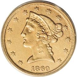 1860-C $5 AU55 PCGS
