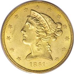 1861 $5 MS64 PCGS
