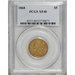 1868 $5 XF40 PCGS
