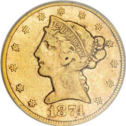 1874-CC $5 VF25 PCGS