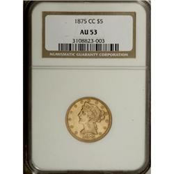 1875-CC $5 AU53 NGC