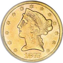 1877-CC $5 AU50 PCGS