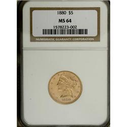 1880 $5 MS64 NGC