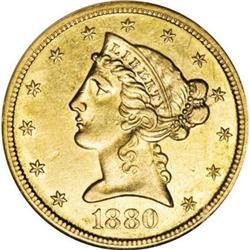1880-CC $5 AU55 NGC