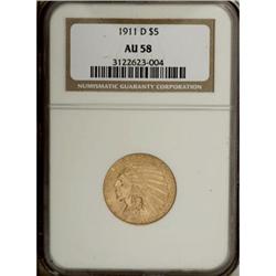 1911-D $5 AU58 NGC