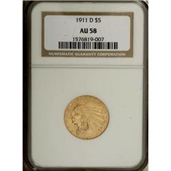 1911-D $5 AU58 NGC