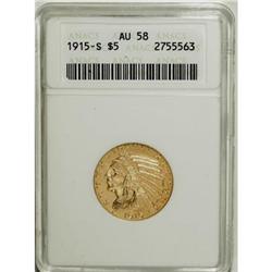 1915-S $5 AU58 ANACS