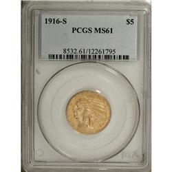 1916-S $5 MS61 PCGS