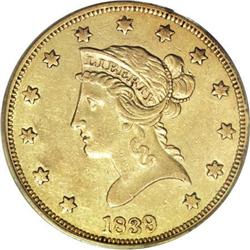1839 $10 Type of 1840, Small Letters XF45 PCGS