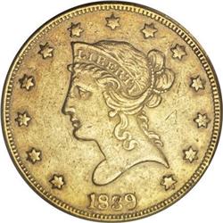 1839 $10 Type of 1838, Large Letters XF45 PCGS