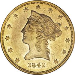 1842 $10 Small Date AU55 PCGS