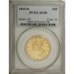 1843-O $10 AU50 PCGS