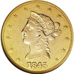 1845 $10 AU53 NGC
