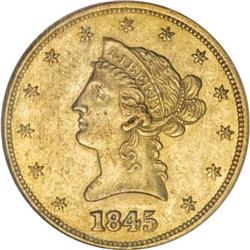 1845 $10 AU58 NGC