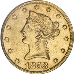 1853/2 $10 AU55 NGC