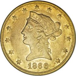 1866 $10 XF45 PCGS