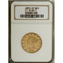 1874-CC $10 Fine 15 NGC
