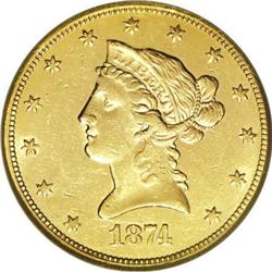1874-CC $10 AU50 Details NCS