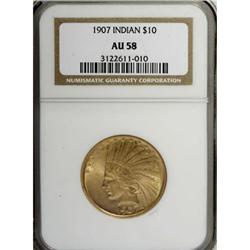 1907 $10 No Periods AU58 NGC