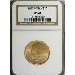 1907 $10 No Periods MS62 NGC