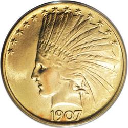 1907 $10 No Periods MS63 PCGS